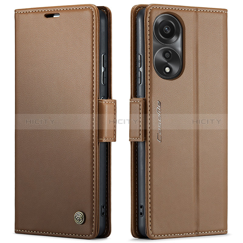 Handytasche Stand Schutzhülle Flip Leder Hülle C03S für Oppo A78 4G Braun