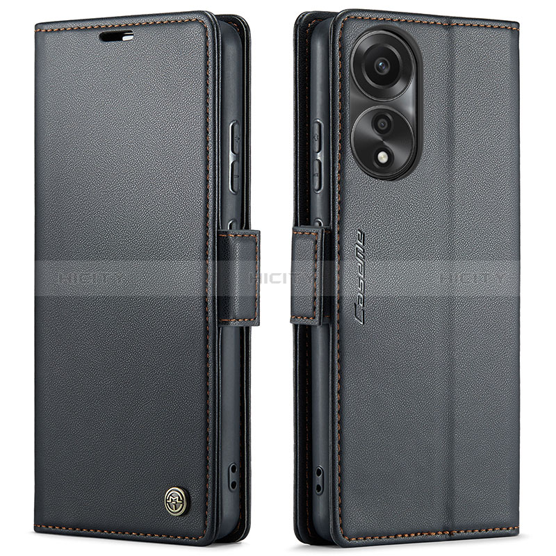 Handytasche Stand Schutzhülle Flip Leder Hülle C03S für Oppo A78 4G Schwarz