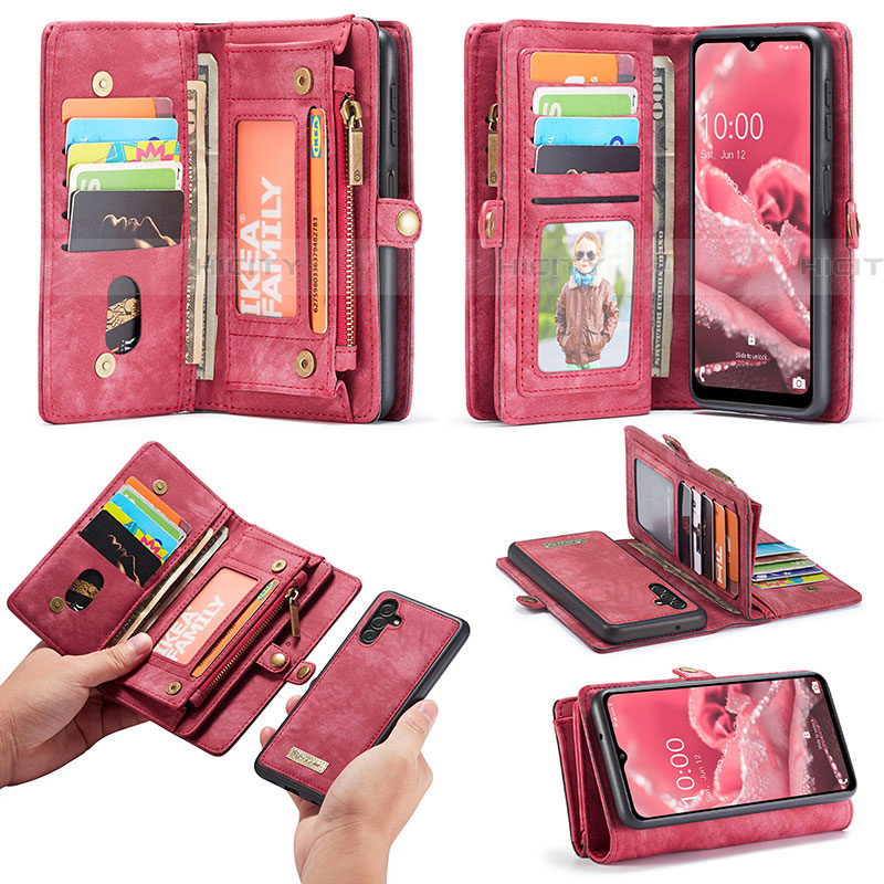 Handytasche Stand Schutzhülle Flip Leder Hülle C03S für Samsung Galaxy A04s Rot Plus