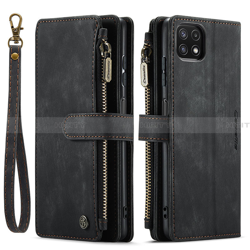 Handytasche Stand Schutzhülle Flip Leder Hülle C03S für Samsung Galaxy A22 5G Schwarz