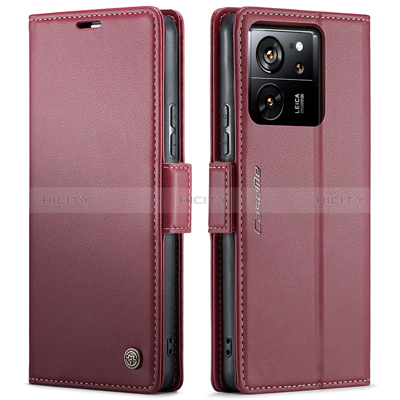 Handytasche Stand Schutzhülle Flip Leder Hülle C03S für Xiaomi Mi 13T 5G Rot Plus