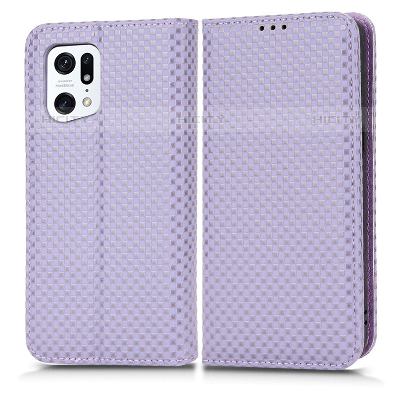 Handytasche Stand Schutzhülle Flip Leder Hülle C03X für Oppo Find X5 Pro 5G Violett Plus