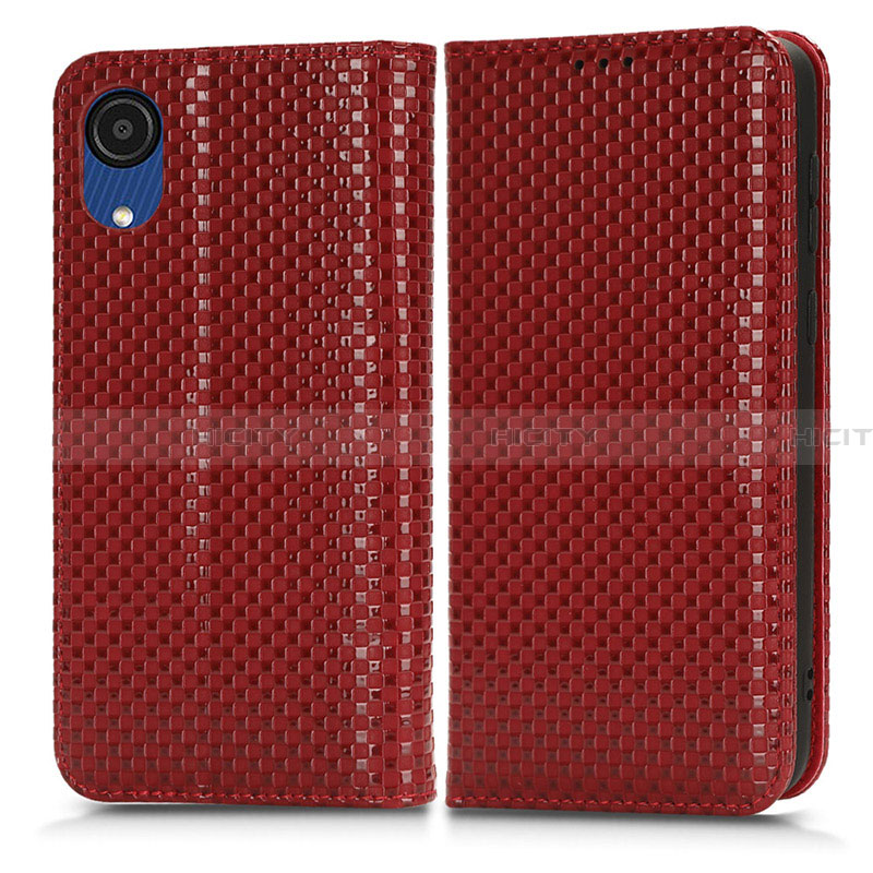 Handytasche Stand Schutzhülle Flip Leder Hülle C03X für Samsung Galaxy A03 Core Rot Plus