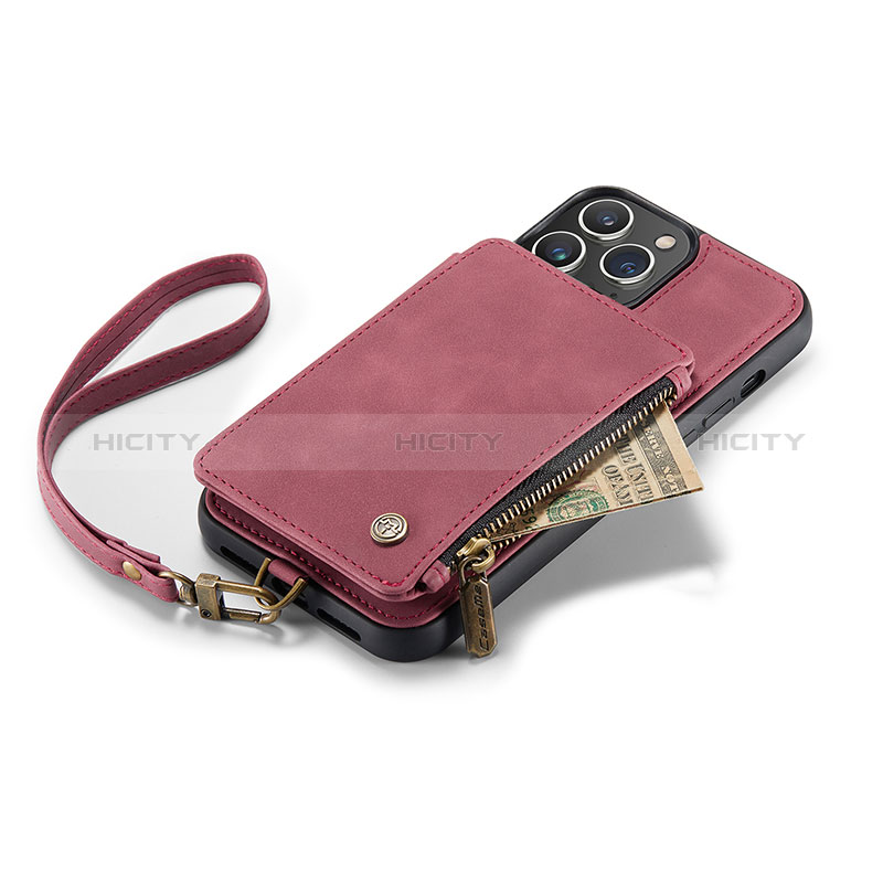 Handytasche Stand Schutzhülle Flip Leder Hülle C04S für Apple iPhone 13 Pro Max Rot