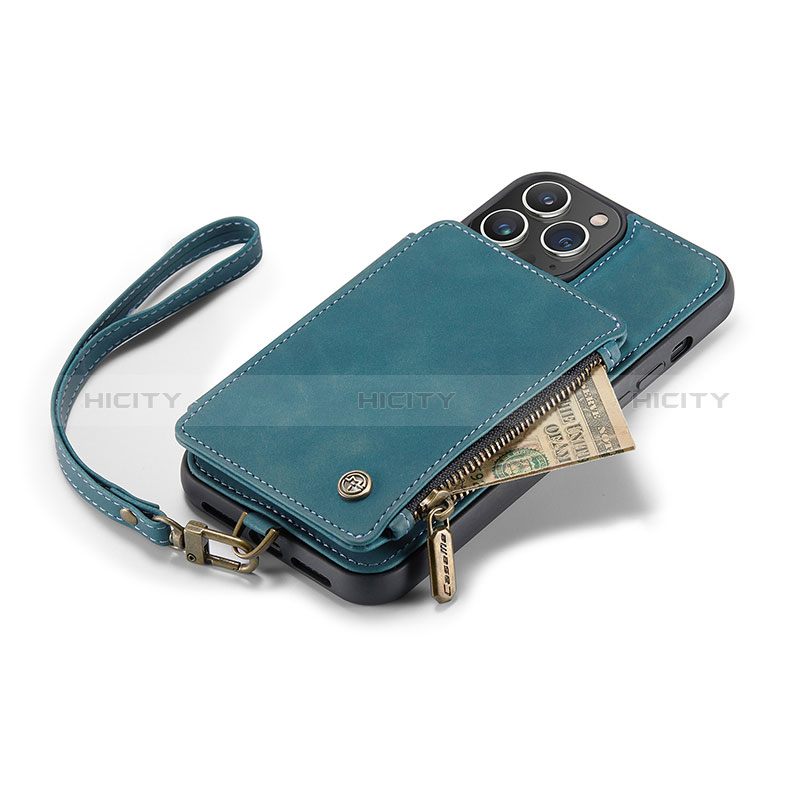 Handytasche Stand Schutzhülle Flip Leder Hülle C04S für Apple iPhone 15 Pro Max Blau Plus