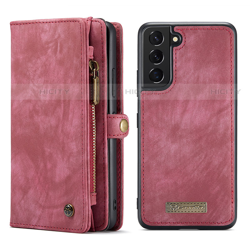 Handytasche Stand Schutzhülle Flip Leder Hülle C04S für Samsung Galaxy S21 5G Rot