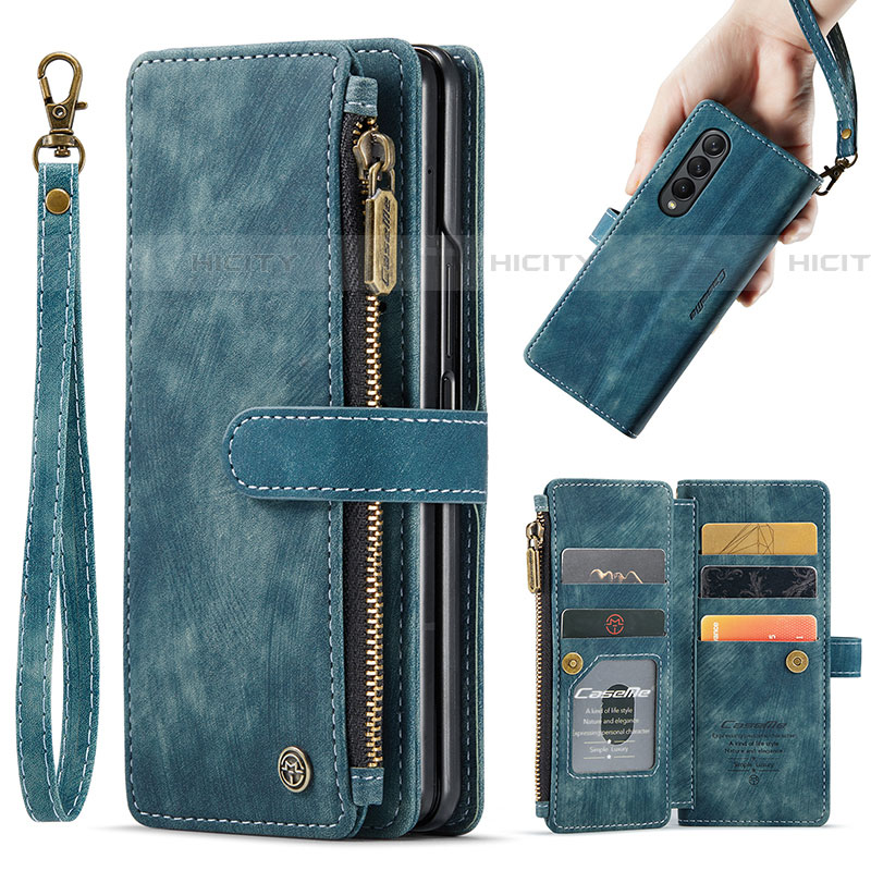 Handytasche Stand Schutzhülle Flip Leder Hülle C04S für Samsung Galaxy Z Fold4 5G Blau