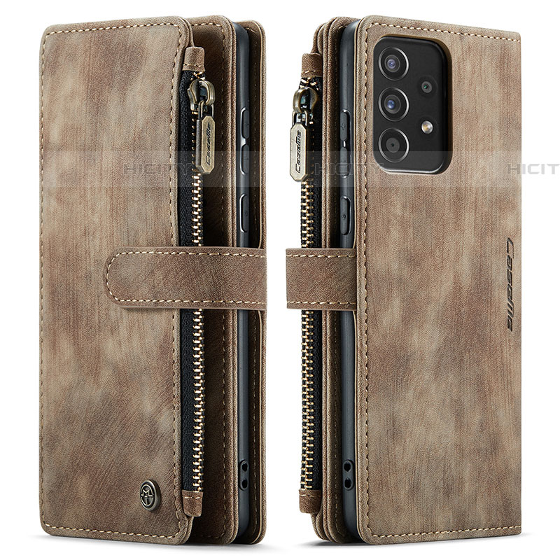 Handytasche Stand Schutzhülle Flip Leder Hülle C06S für Samsung Galaxy A52 4G Braun Plus