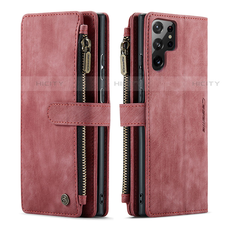 Handytasche Stand Schutzhülle Flip Leder Hülle C06S für Samsung Galaxy S21 Ultra 5G Rot