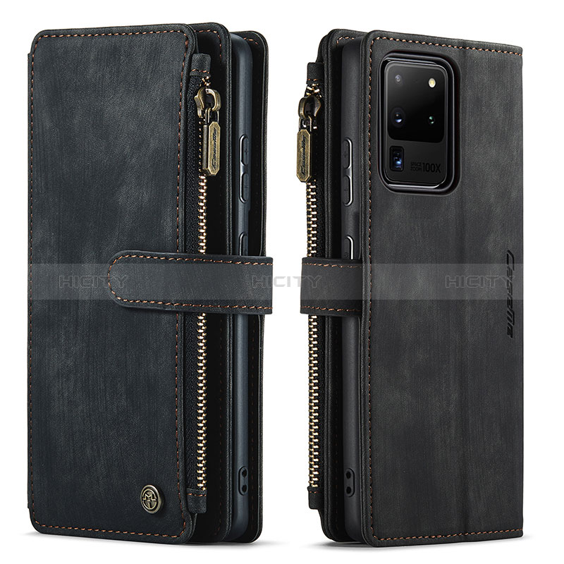 Handytasche Stand Schutzhülle Flip Leder Hülle C07S für Samsung Galaxy S20 Ultra 5G Schwarz