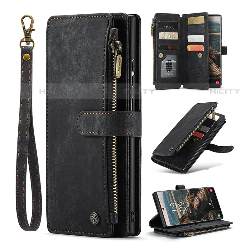 Handytasche Stand Schutzhülle Flip Leder Hülle C07S für Samsung Galaxy S21 Ultra 5G Schwarz Plus