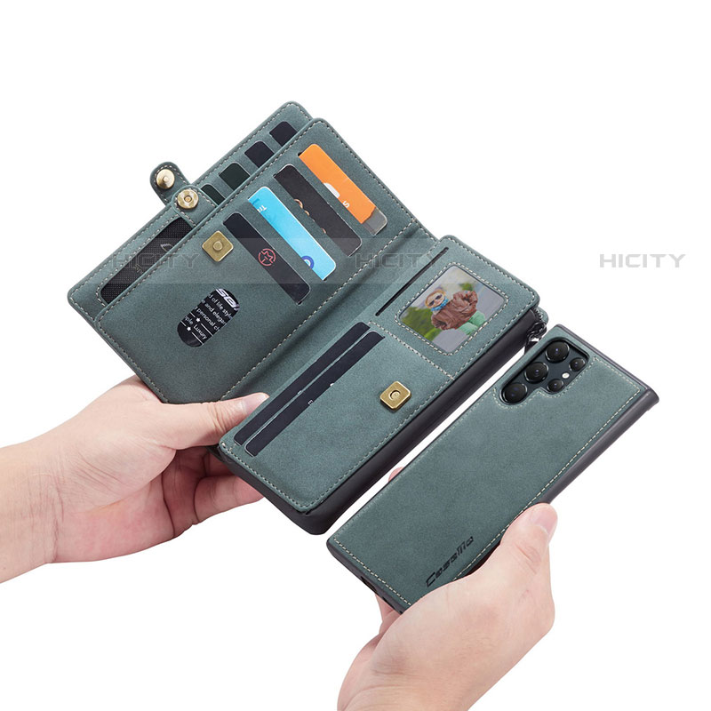 Handytasche Stand Schutzhülle Flip Leder Hülle C08S für Samsung Galaxy S22 Ultra 5G groß