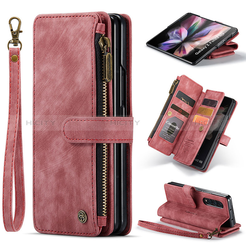 Handytasche Stand Schutzhülle Flip Leder Hülle CS1 für Samsung Galaxy Z Fold3 5G Rot