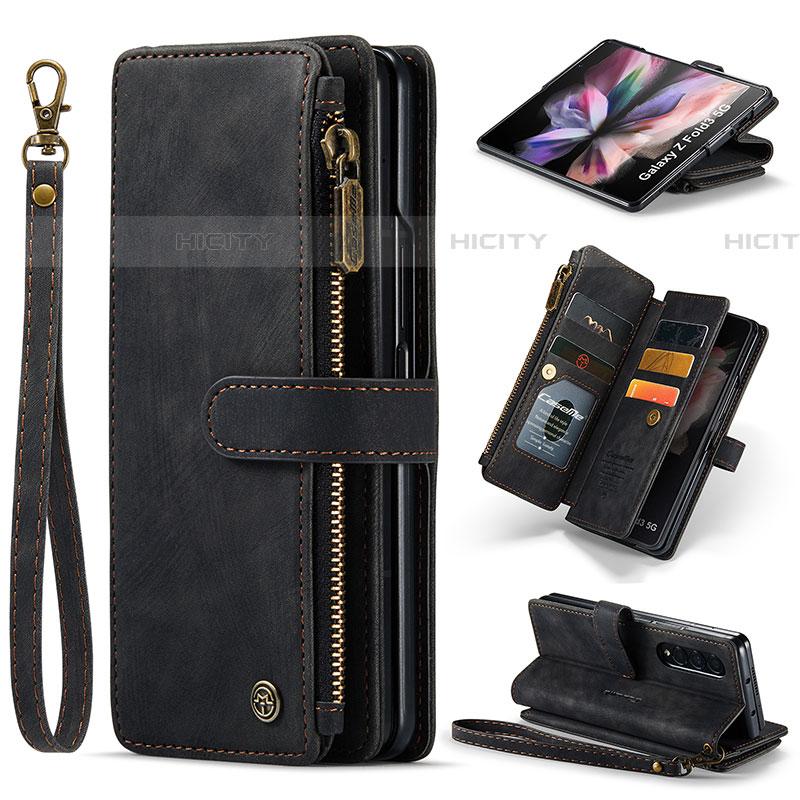 Handytasche Stand Schutzhülle Flip Leder Hülle CS1 für Samsung Galaxy Z Fold4 5G Schwarz