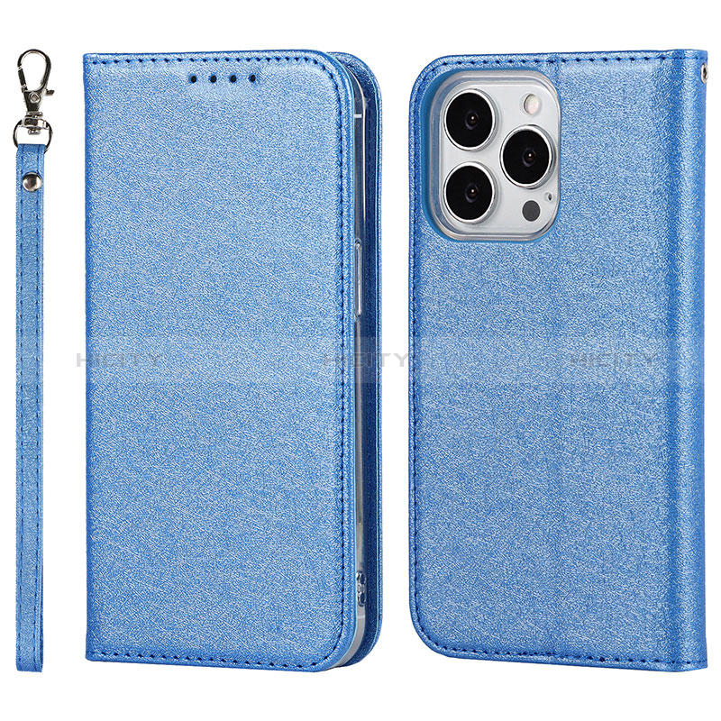 Handytasche Stand Schutzhülle Flip Leder Hülle D01T für Apple iPhone 16 Pro Blau Plus