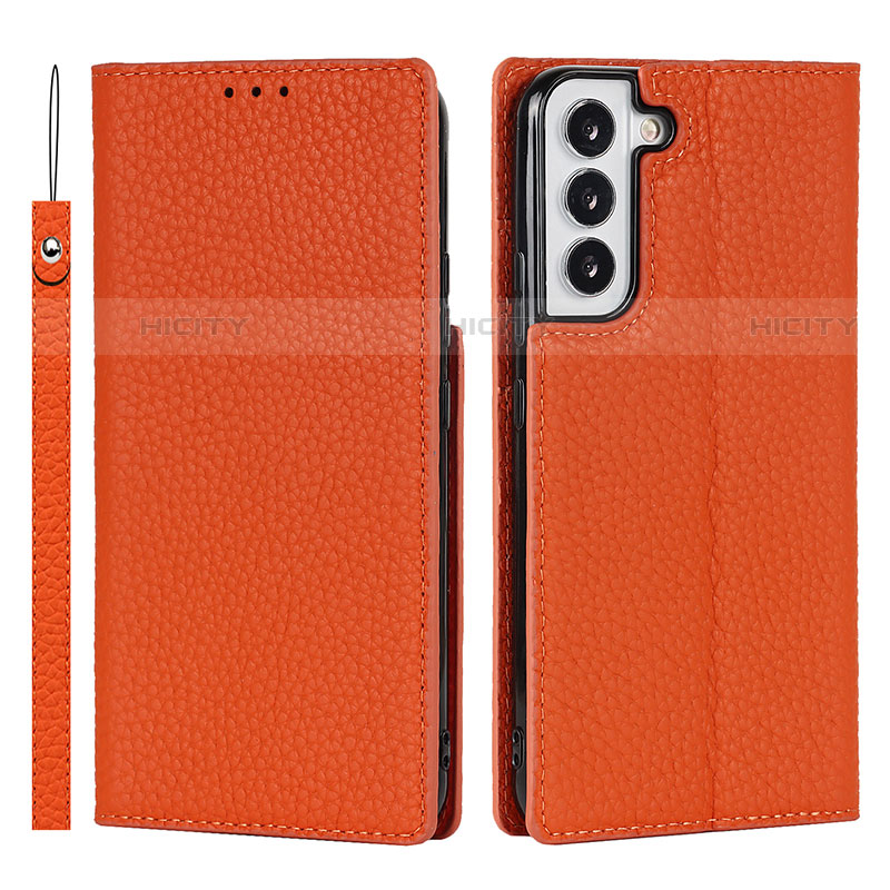 Handytasche Stand Schutzhülle Flip Leder Hülle D01T für Samsung Galaxy S21 FE 5G Orange