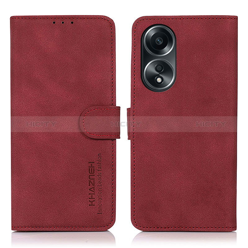 Handytasche Stand Schutzhülle Flip Leder Hülle D01Y für Oppo A18 Rot Plus