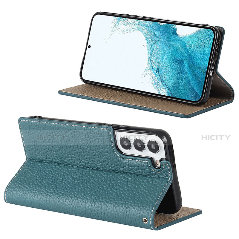 Handytasche Stand Schutzhülle Flip Leder Hülle D02T für Samsung Galaxy S21 5G Hellblau