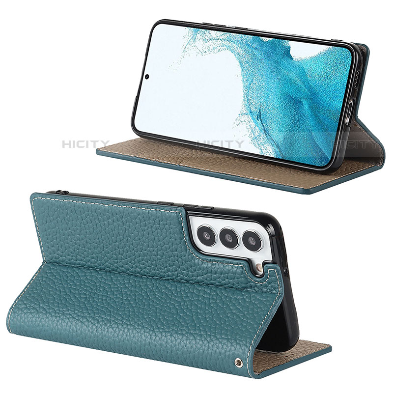 Handytasche Stand Schutzhülle Flip Leder Hülle D02T für Samsung Galaxy S21 FE 5G Hellblau