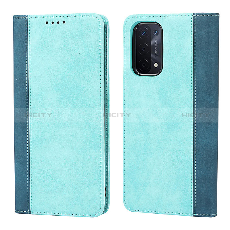 Handytasche Stand Schutzhülle Flip Leder Hülle D03T für Oppo A54 5G Cyan Plus