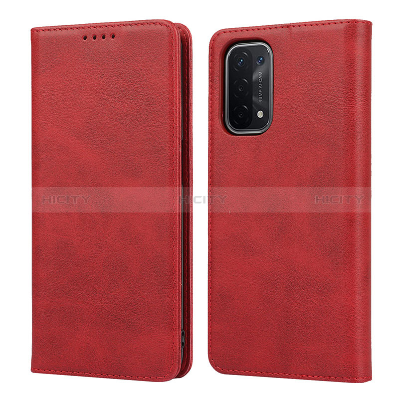 Handytasche Stand Schutzhülle Flip Leder Hülle D04T für Oppo A54 5G Rot Plus