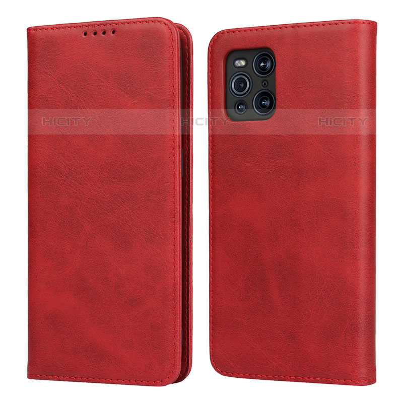 Handytasche Stand Schutzhülle Flip Leder Hülle D04T für Oppo Find X3 Pro 5G Rot