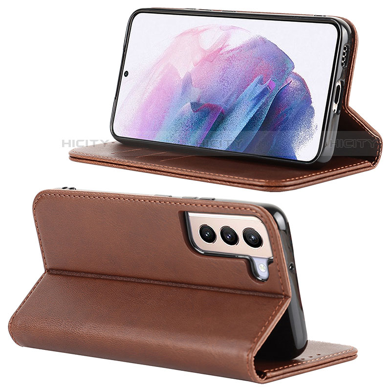 Handytasche Stand Schutzhülle Flip Leder Hülle D04T für Samsung Galaxy S21 Plus 5G Braun Plus