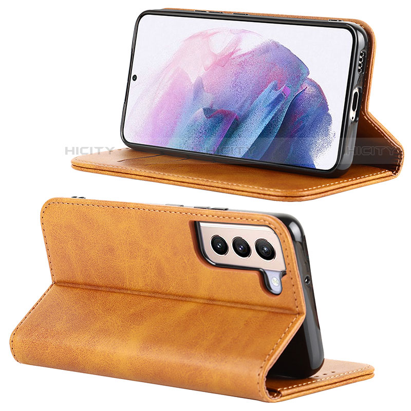 Handytasche Stand Schutzhülle Flip Leder Hülle D04T für Samsung Galaxy S21 Plus 5G Hellbraun