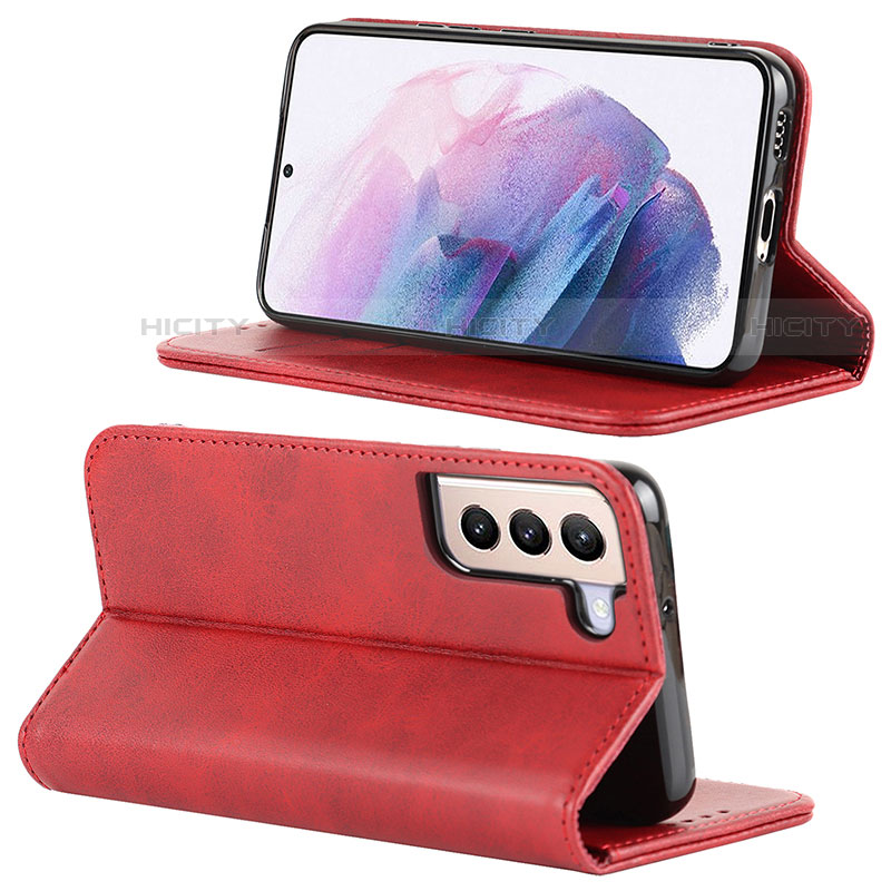 Handytasche Stand Schutzhülle Flip Leder Hülle D04T für Samsung Galaxy S21 Plus 5G Rot Plus