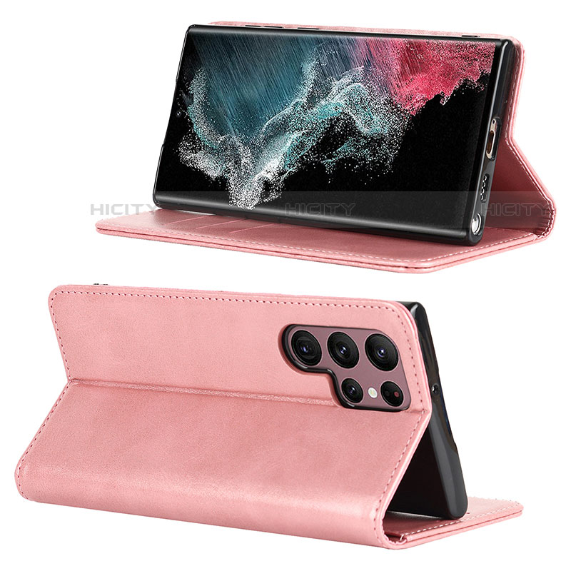 Handytasche Stand Schutzhülle Flip Leder Hülle D04T für Samsung Galaxy S21 Ultra 5G Rosa