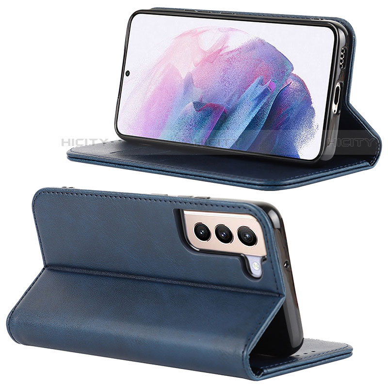 Handytasche Stand Schutzhülle Flip Leder Hülle D04T für Samsung Galaxy S22 5G Blau