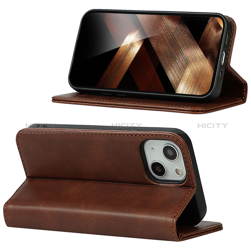 Handytasche Stand Schutzhülle Flip Leder Hülle D05T für Apple iPhone 13 Braun Plus