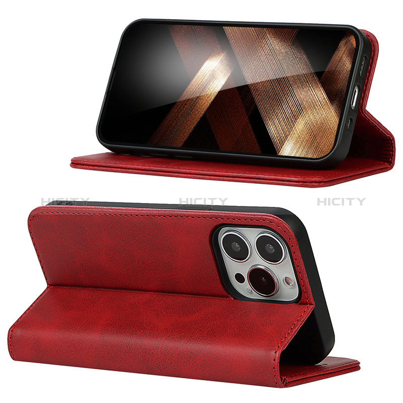 Handytasche Stand Schutzhülle Flip Leder Hülle D05T für Apple iPhone 13 Pro Max Rot Plus