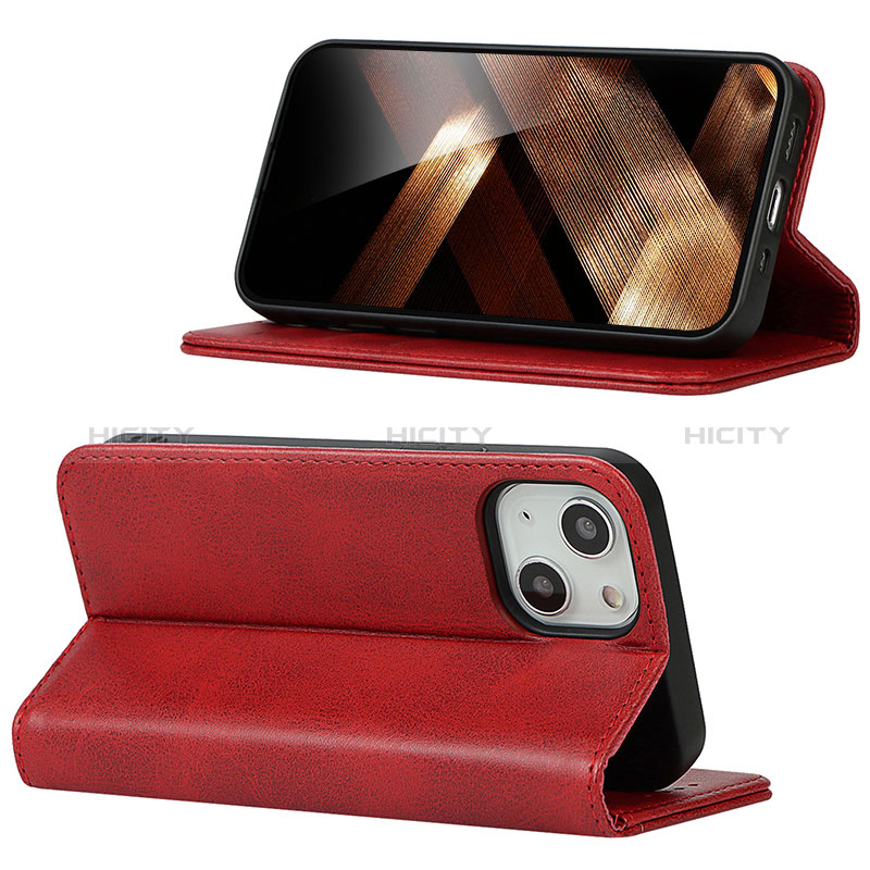 Handytasche Stand Schutzhülle Flip Leder Hülle D05T für Apple iPhone 13 Rot Plus