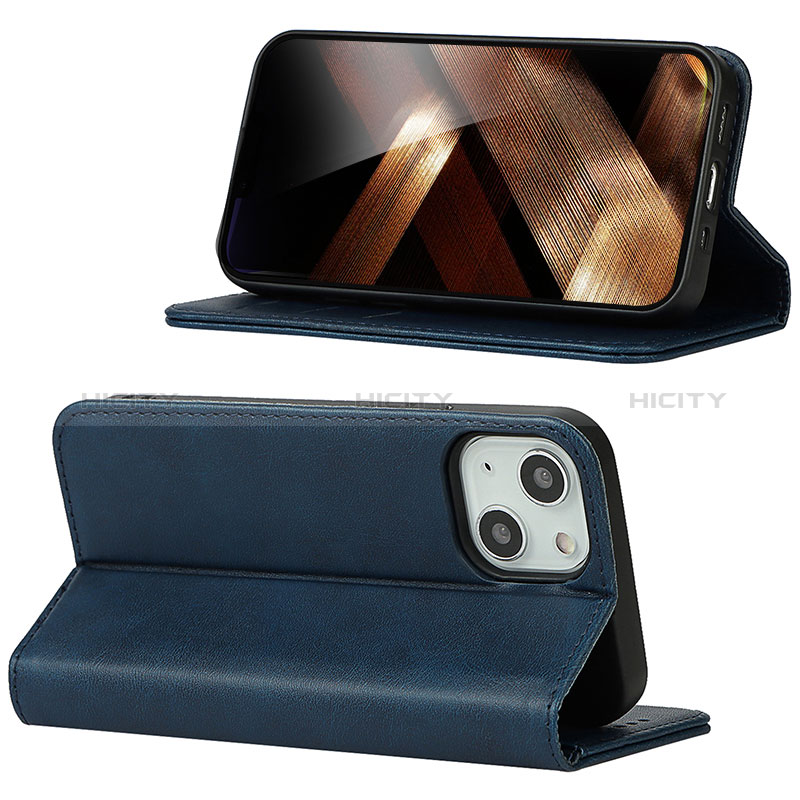 Handytasche Stand Schutzhülle Flip Leder Hülle D05T für Apple iPhone 14 Plus Blau Plus