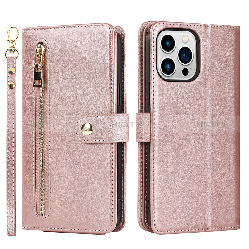 Handytasche Stand Schutzhülle Flip Leder Hülle D06T für Apple iPhone 16 Pro Rosegold