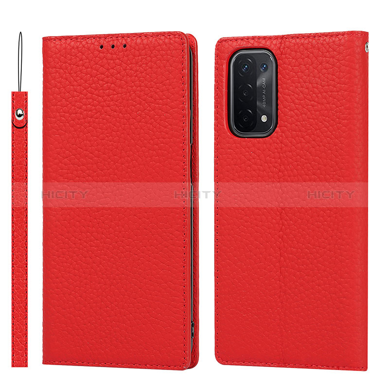 Handytasche Stand Schutzhülle Flip Leder Hülle D06T für Oppo A74 5G Rot Plus