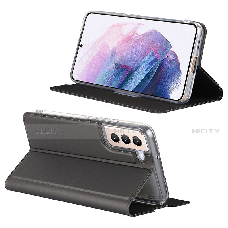 Handytasche Stand Schutzhülle Flip Leder Hülle D06T für Samsung Galaxy S21 5G Schwarz