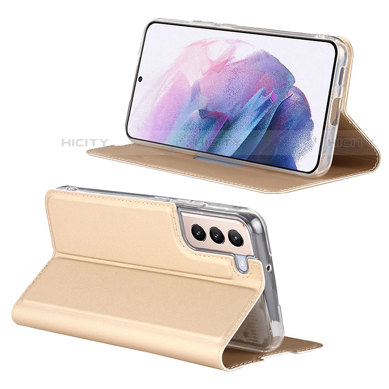 Handytasche Stand Schutzhülle Flip Leder Hülle D06T für Samsung Galaxy S21 Plus 5G Gold