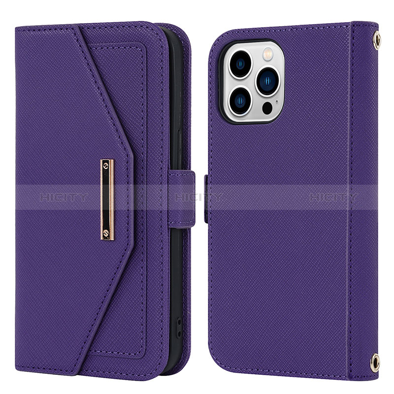 Handytasche Stand Schutzhülle Flip Leder Hülle D07T für Apple iPhone 13 Pro Violett