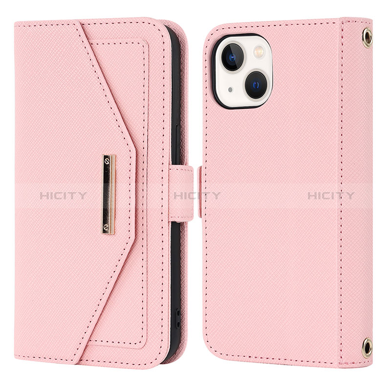 Handytasche Stand Schutzhülle Flip Leder Hülle D07T für Apple iPhone 14 Plus Rosegold