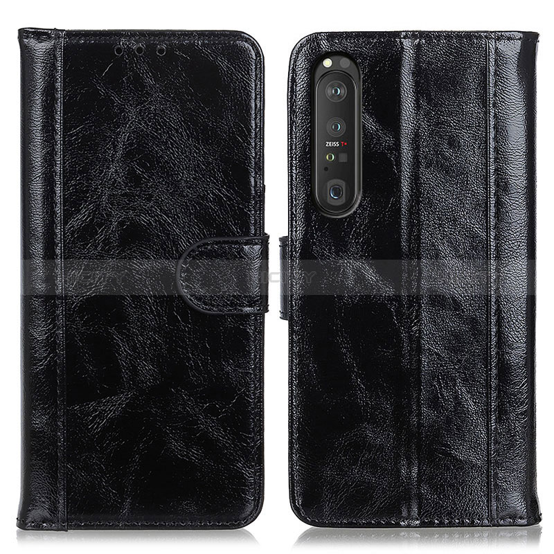 Handytasche Stand Schutzhülle Flip Leder Hülle D07Y für Sony Xperia 1 III Schwarz