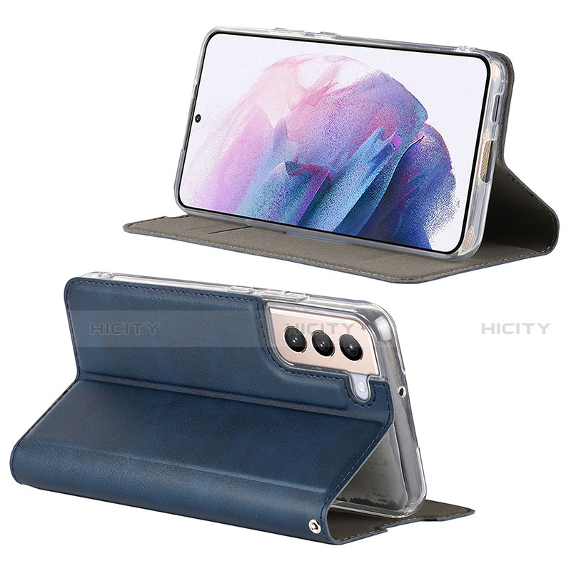 Handytasche Stand Schutzhülle Flip Leder Hülle D08T für Samsung Galaxy S21 5G Blau