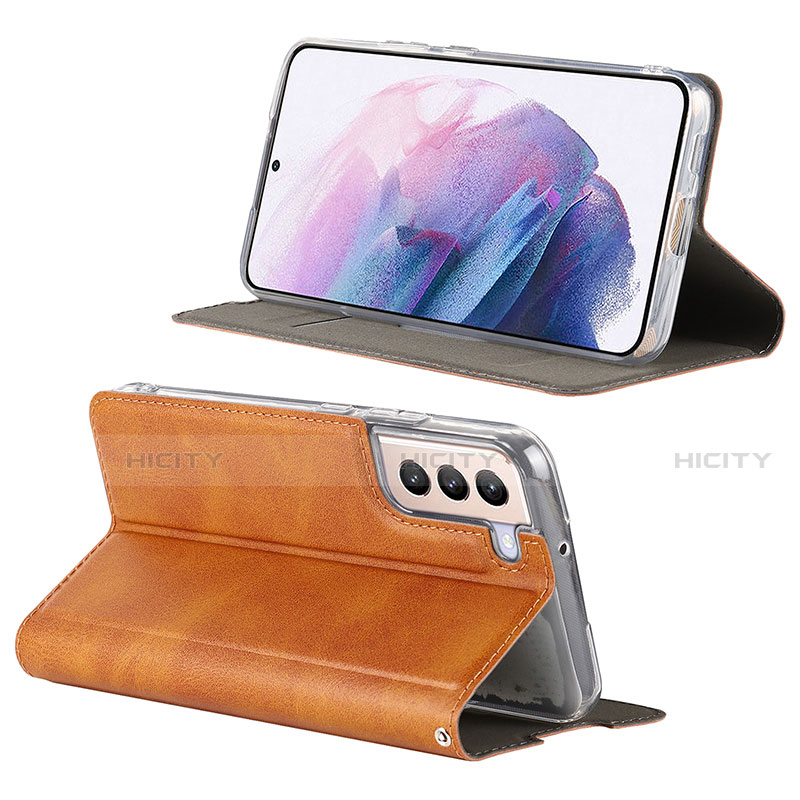 Handytasche Stand Schutzhülle Flip Leder Hülle D08T für Samsung Galaxy S21 5G Braun