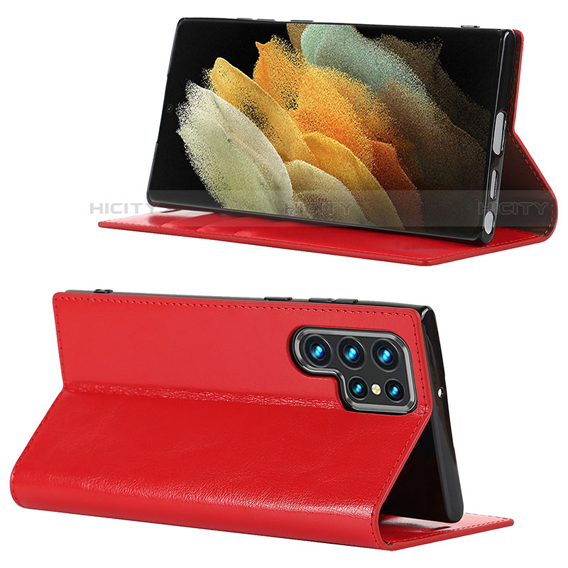 Handytasche Stand Schutzhülle Flip Leder Hülle D08T für Samsung Galaxy S21 Ultra 5G Rot Plus