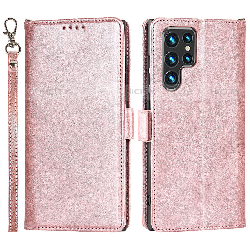 Handytasche Stand Schutzhülle Flip Leder Hülle D09T für Samsung Galaxy S21 Ultra 5G Rosegold Plus