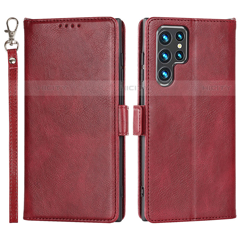 Handytasche Stand Schutzhülle Flip Leder Hülle D09T für Samsung Galaxy S21 Ultra 5G Rot Plus