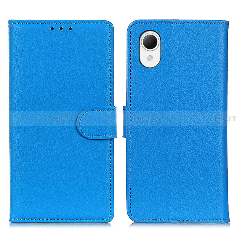 Handytasche Stand Schutzhülle Flip Leder Hülle D09Y für Samsung Galaxy A23 5G SC-56C Hellblau Plus