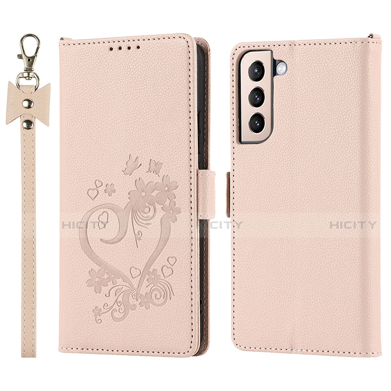 Handytasche Stand Schutzhülle Flip Leder Hülle D11T für Samsung Galaxy S21 5G Rosa