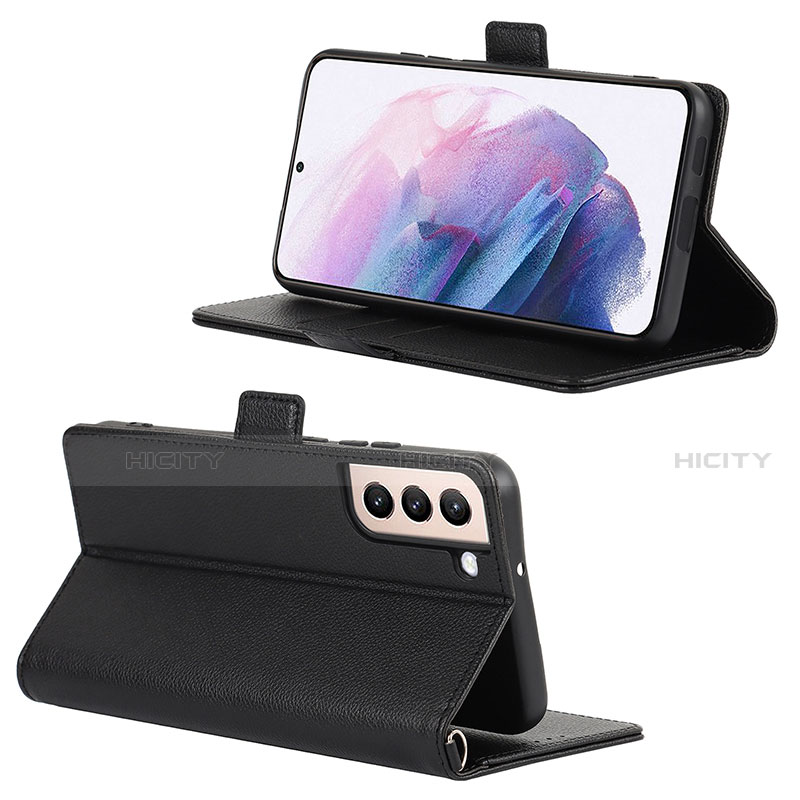 Handytasche Stand Schutzhülle Flip Leder Hülle D12T für Samsung Galaxy S21 5G Schwarz